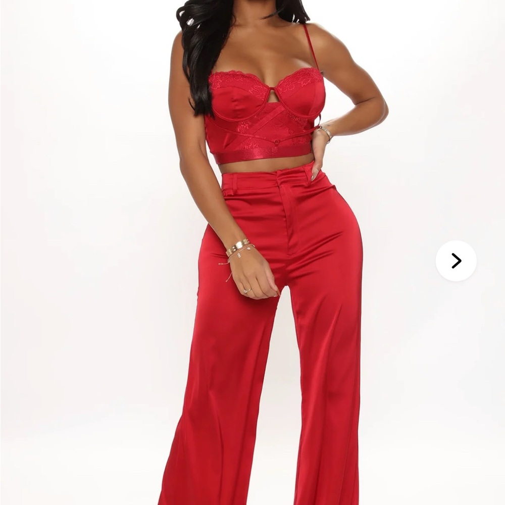 Cherry Red Wide Leg Jumpsuit with Cut-Out Details